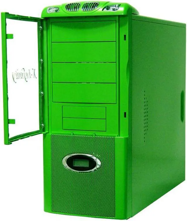 Alt view image 5 of 11 - APEVIA X-Infinity ATXB6KLW-GN Green Steel ATX Mid Tower Computer Case 420W Power Supply