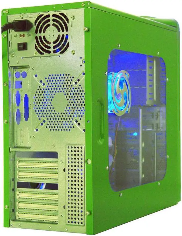 Alt view image 6 of 11 - APEVIA X-Infinity ATXB6KLW-GN Green Steel ATX Mid Tower Computer Case 420W Power Supply