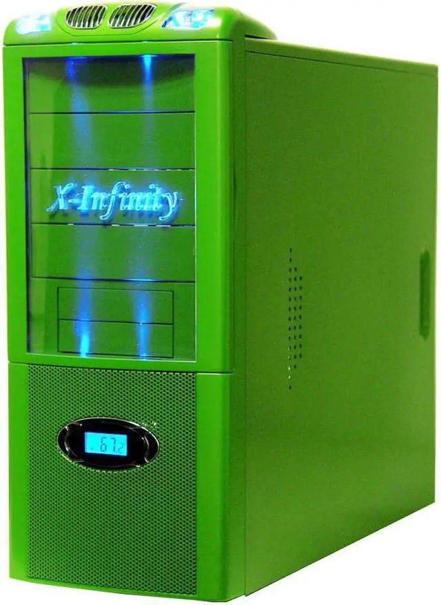 Alt view image 2 of 11 - APEVIA X-Infinity ATXB6KLW-GN Green Steel ATX Mid Tower Computer Case 420W Power Supply