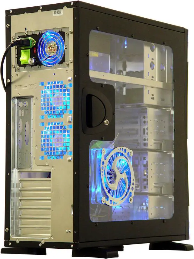 Alt view image 6 of 16 - APEVIA X-Navigator ATXA8NW-BL/500 Black/Blue Aluminum ATX Mid Tower Computer Case 500W Power Supply
