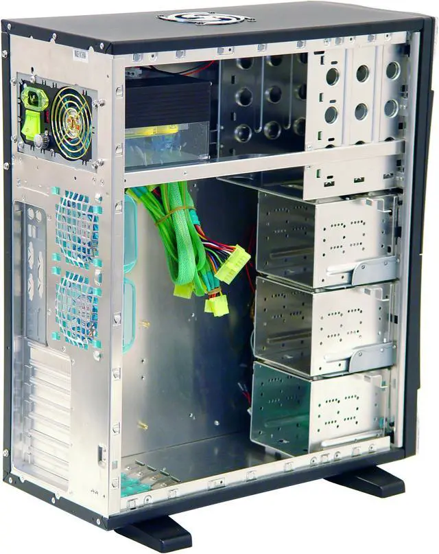 Alt view image 5 of 16 - APEVIA X-Navigator ATXA8NW-BL/500 Black/Blue Aluminum ATX Mid Tower Computer Case 500W Power Supply