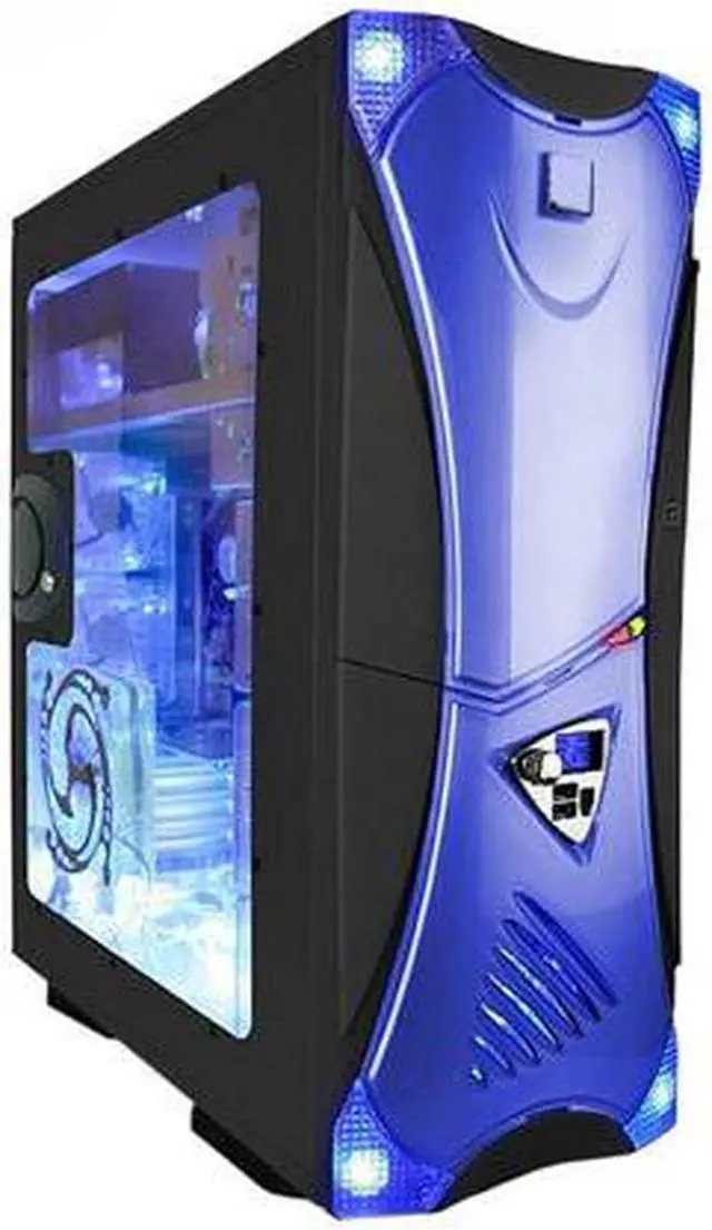 Main image of APEVIA X-Navigator ATXA8NW-BL/500 Black/Blue Aluminum ATX Mid Tower Computer Case 500W Power Supply
