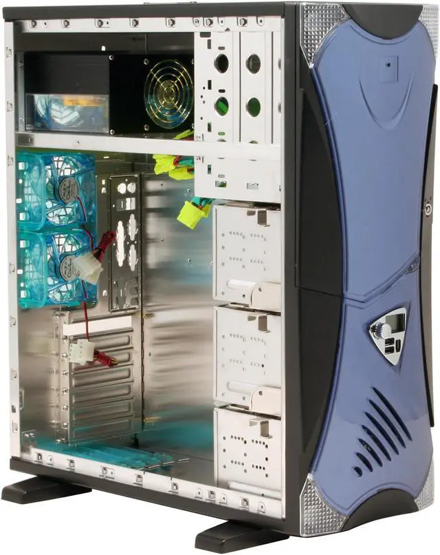 Alt view image 15 of 16 - APEVIA X-Navigator ATXA8NW-BL/500 Black/Blue Aluminum ATX Mid Tower Computer Case 500W Power Supply