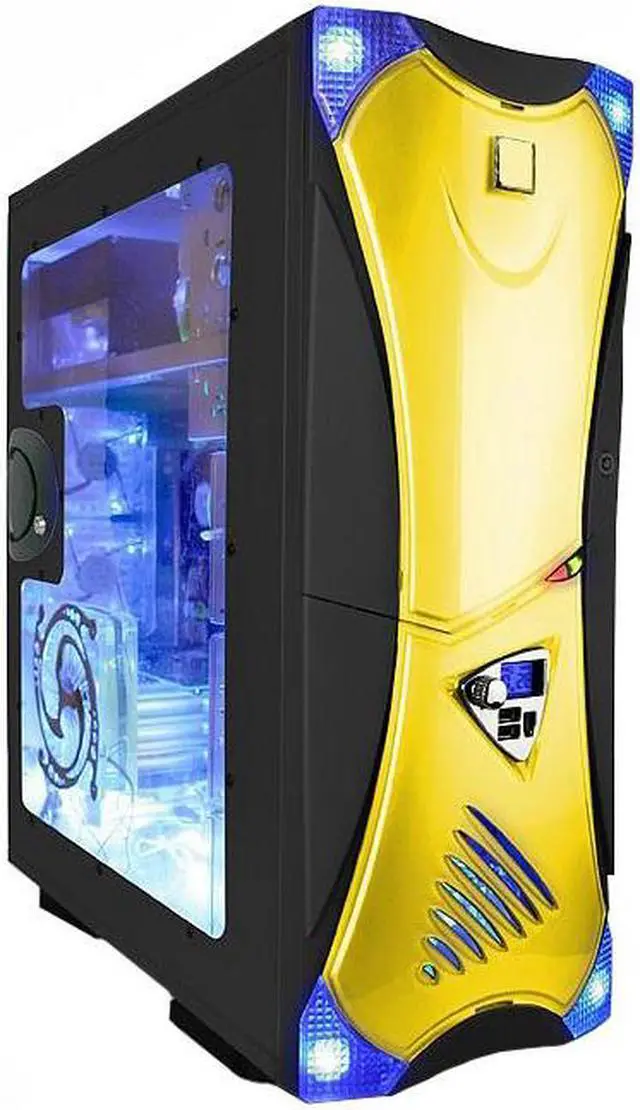 Main image of APEVIA X-Navigator ATXA8NW-YL/500 Black/Yellow Aluminum ATX Mid Tower Computer Case Aluminum 500W see-through Power Supply