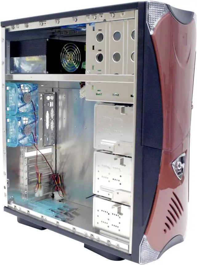 Alt view image 5 of 13 - APEVIA X-Navigator ATXA8NW-RD/500 Black/Red Aluminum ATX Mid Tower Computer Case 500W Power Supply