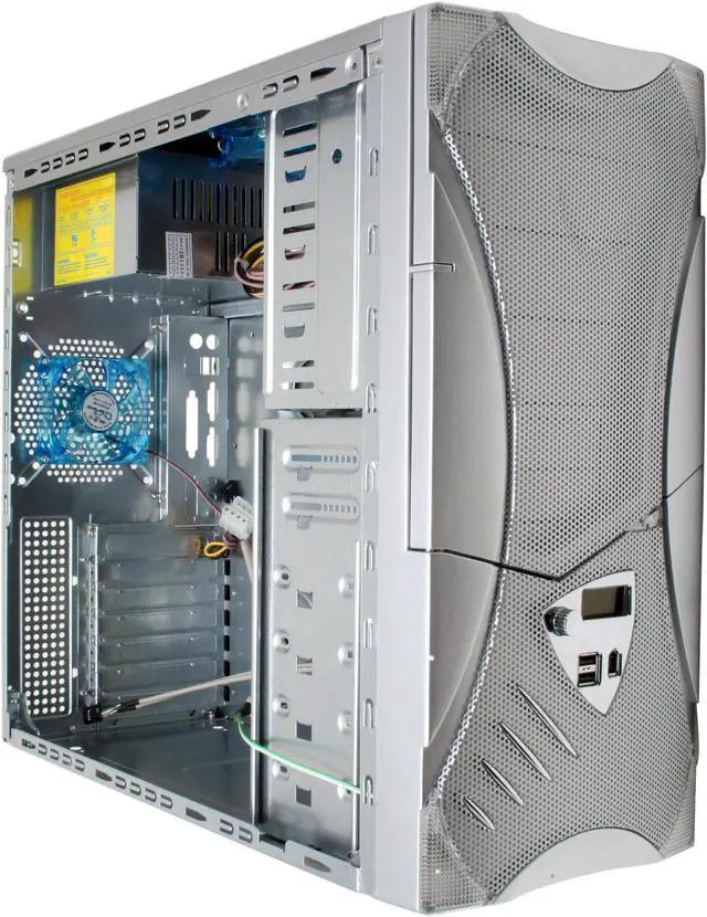 Alt view image 14 of 18 - APEVIA X-Plorer ATXB8KLW-SS/420 Silver Steel ATX Mid Tower Computer Case 420W Power Supply