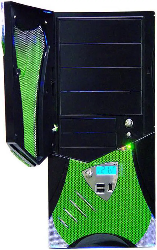 Alt view image 5 of 16 - APEVIA X-Plorer ATXB8KLW-GN Black/Green Steel ATX Mid Tower Computer Case