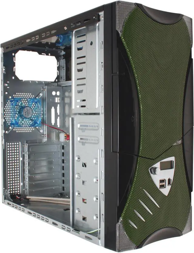 Alt view image 13 of 16 - APEVIA X-Plorer ATXB8KLW-GN Black/Green Steel ATX Mid Tower Computer Case