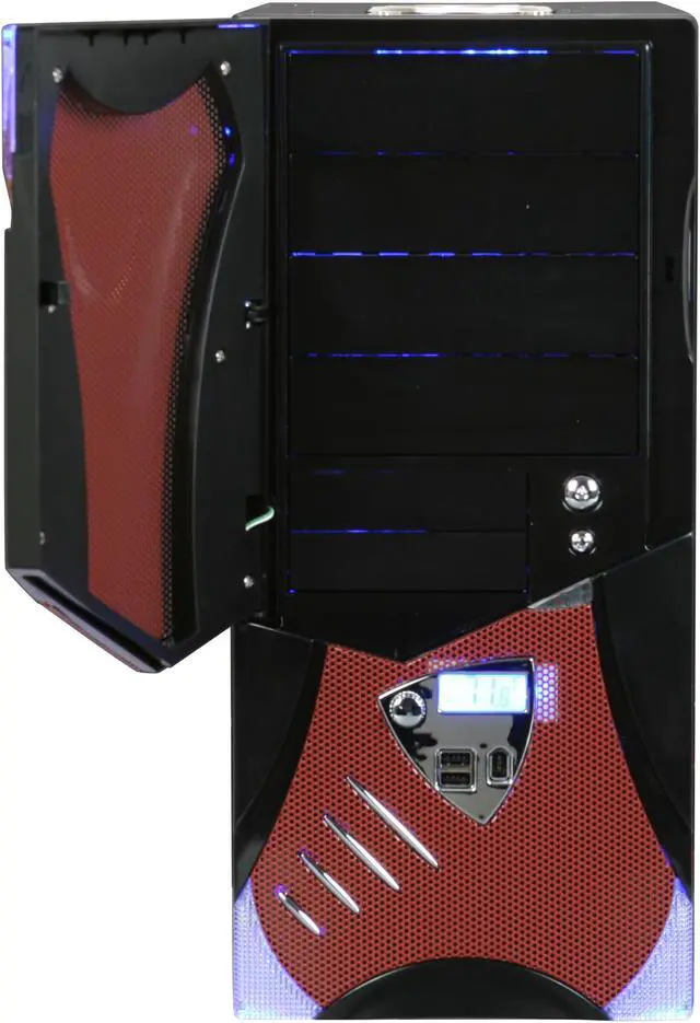 Alt view image 4 of 12 - APEVIA X-Plorer ATXB8KLW-RD Black Body/Red Front Panel Steel ATX Mid Tower Computer Case
