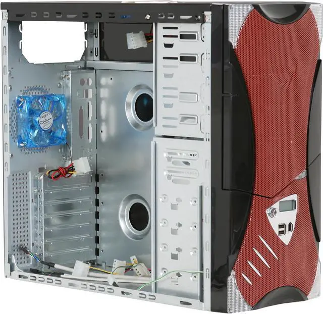 Alt view image 9 of 12 - APEVIA X-Plorer ATXB8KLW-RD Black Body/Red Front Panel Steel ATX Mid Tower Computer Case