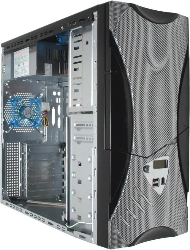 Alt view image 14 of 19 - APEVIA X-Plorer ATXB8KLW-AL/420 Black Body/Silver Front Panel Steel ATX Mid Tower Computer Case 420W Power Supply