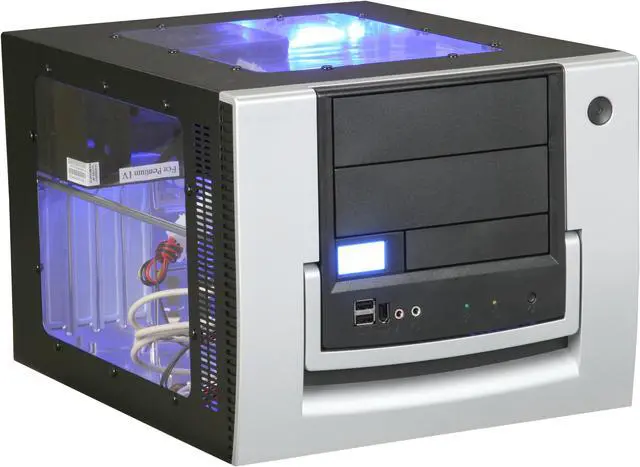 Alt view image 2 of 12 - APEVIA X-QPACK-AL/420 Black/Silver Aluminum Micro ATX Desktop Computer Case 420W Power Supply