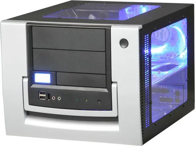 Alt view image 4 of 12 - APEVIA X-QPACK-AL/420 Black/Silver Aluminum Micro ATX Desktop Computer Case 420W Power Supply