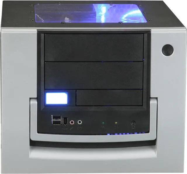 Alt view image 3 of 12 - APEVIA X-QPACK-AL/420 Black/Silver Aluminum Micro ATX Desktop Computer Case 420W Power Supply