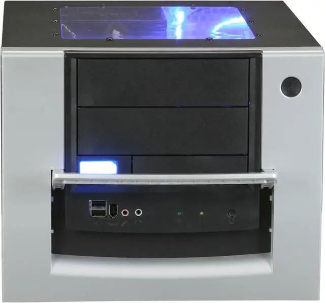 Alt view image 5 of 12 - APEVIA X-QPACK-AL/420 Black/Silver Aluminum Micro ATX Desktop Computer Case 420W Power Supply