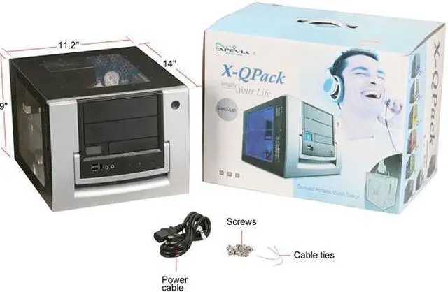 Alt view image 12 of 12 - APEVIA X-QPACK-AL/420 Black/Silver Aluminum Micro ATX Desktop Computer Case 420W Power Supply