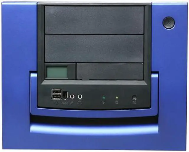 Alt view image 3 of 8 - APEVIA X-QPACK-BL/420 Black/Blue Aluminum Micro ATX Desktop Computer Case 420W Power Supply