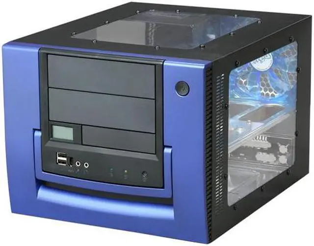 Alt view image 4 of 8 - APEVIA X-QPACK-BL/420 Black/Blue Aluminum Micro ATX Desktop Computer Case 420W Power Supply