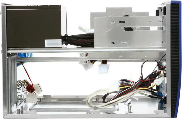 Alt view image 6 of 8 - APEVIA X-QPACK-BL/420 Black/Blue Aluminum Micro ATX Desktop Computer Case 420W Power Supply