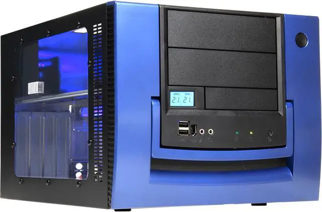 Main image of APEVIA X-QPACK-BL/420 Black/Blue Aluminum Micro ATX Desktop Computer Case 420W Power Supply