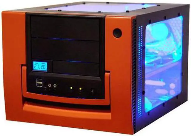 Alt view image 2 of 11 - APEVIA X-QPACK-RD/420 Black/Red Aluminum 1.0 w/ ABS plastic front panel Micro ATX Desktop Computer Case 420W Power Supply