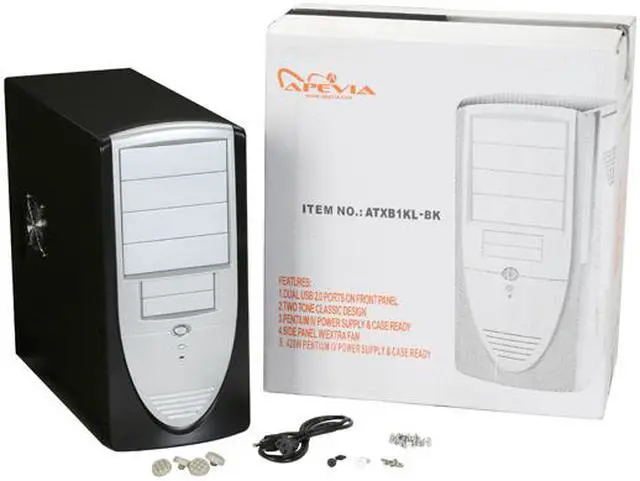 Alt view image 11 of 11 - APEVIA ATXB1KL-BK/420 Black/ Silver Steel ATX Mid Tower Computer Case ATX 420W power supply for AMD/Intel Power Supply