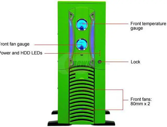 Alt view image 3 of 10 - APEVIA X-PLEASURE-GN Green Aluminum ATX Full Tower Computer Case