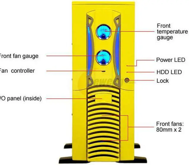 Alt view image 3 of 10 - APEVIA X-PLEASURE-YL Yellow Aluminum ATX Full Tower Computer Case