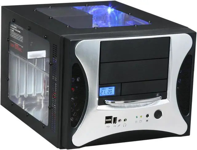 Main image of APEVIA X-QPACK2-AL/500 Black/ Silver Aluminum Body/ Front Mask Micro ATX Desktop Computer Case 500W Power Supply