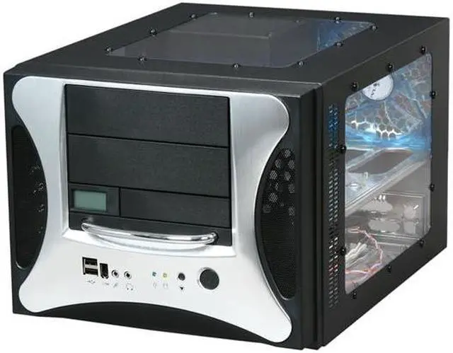 Alt view image 3 of 9 - APEVIA X-QPACK2-AL/500 Black/ Silver Aluminum Body/ Front Mask Micro ATX Desktop Computer Case 500W Power Supply