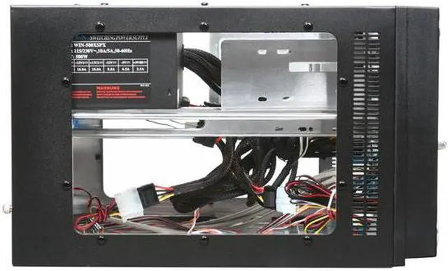 Alt view image 4 of 9 - APEVIA X-QPACK2-AL/500 Black/ Silver Aluminum Body/ Front Mask Micro ATX Desktop Computer Case 500W Power Supply