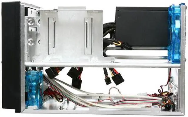 Alt view image 7 of 9 - APEVIA X-QPACK2-AL/500 Black/ Silver Aluminum Body/ Front Mask Micro ATX Desktop Computer Case 500W Power Supply