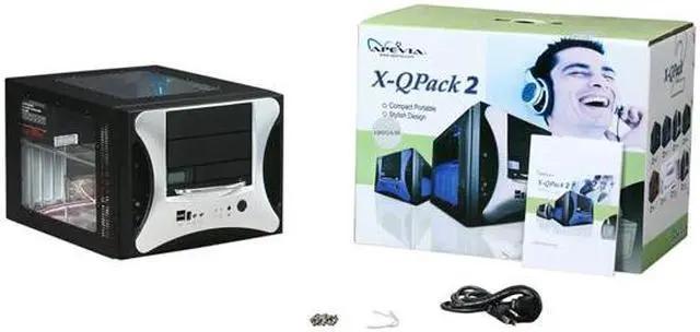 Alt view image 9 of 9 - APEVIA X-QPACK2-AL/500 Black/ Silver Aluminum Body/ Front Mask Micro ATX Desktop Computer Case 500W Power Supply