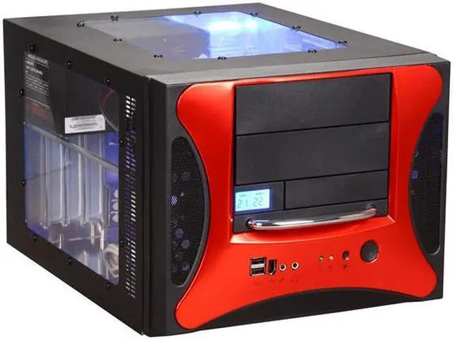 Main image of APEVIA X-QPACK2-RED/500 Black/ Red Aluminum Body/ Front Mask Micro ATX Desktop Computer Case 500W Power Supply