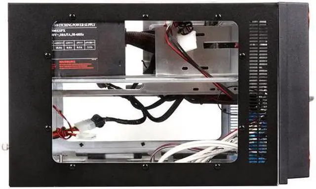 Alt view image 4 of 9 - APEVIA X-QPACK2-RED/500 Black/ Red Aluminum Body/ Front Mask Micro ATX Desktop Computer Case 500W Power Supply