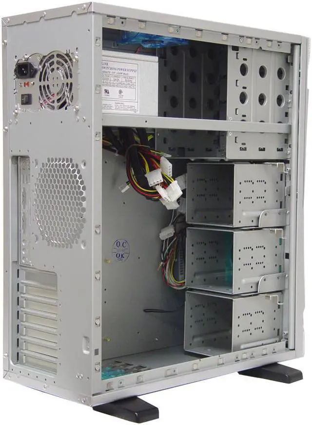 Alt view image 9 of 15 - APEVIA X-Navigator ATXA9N-SS/500 Silver Steel ATX Mid Tower Computer Case ATX 500W dual fan w/ automatic fan speed control Power Supply
