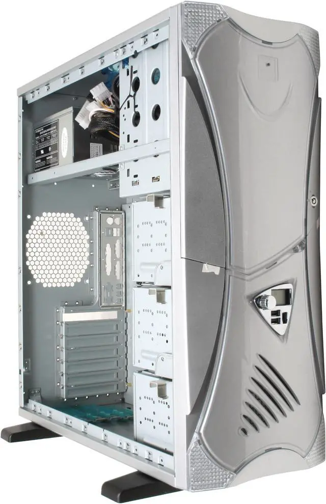 Alt view image 10 of 15 - APEVIA X-Navigator ATXA9N-SS/500 Silver Steel ATX Mid Tower Computer Case ATX 500W dual fan w/ automatic fan speed control Power Supply