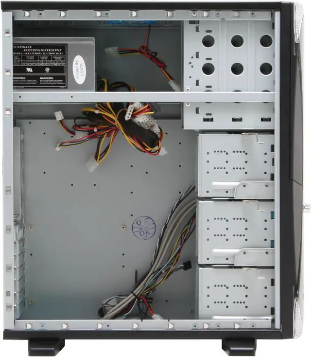 Alt view image 13 of 19 - APEVIA X-Navigator ATXA9N-BK/500 Black Steel ATX Full Tower Computer Case ATX 500W dual fan w/ automatic fan speed control. Connector 20 + 4 pin Power Supply