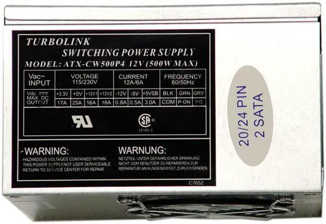 Alt view image 13 of 16 - APEVIA X-Navigator ATXA9NW-SS/500 Silver Steel ATX Mid Tower Computer Case ATX 500W dual 12V (Ver. 2.03) Power Supply
