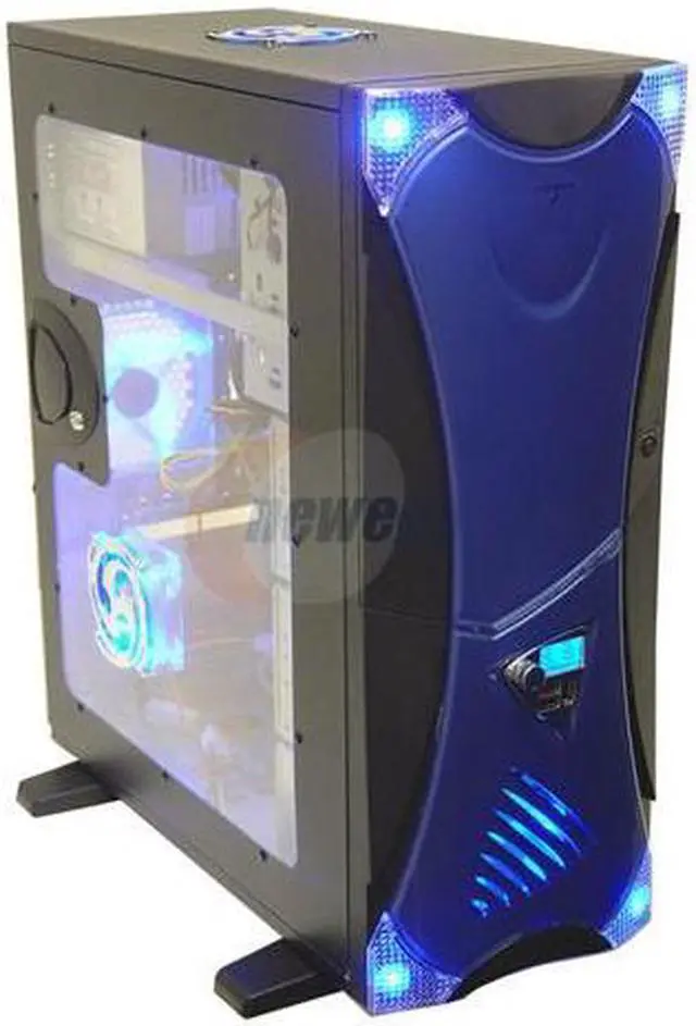 Alt view image 3 of 13 - APEVIA X-Navigator ATXA9NW-BL/500 Black/Blue Steel ATX Mid Tower Computer Case ATX 500W daul 12V (Ver. 2.03) Power Supply