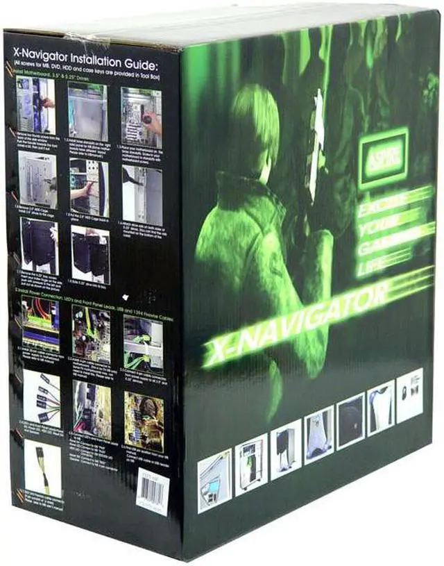 Alt view image 20 of 20 - APEVIA X-Navigator ATXA9NW-BK/500 Black Steel ATX Mid Tower Computer Case 500W Power Supply