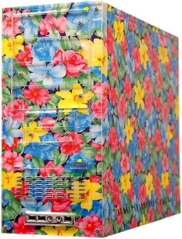 Alt view image 3 of 8 - APEVIA SF-401BK Floral Print 0.8mm Aluminum ATX Mid Tower Computer Case