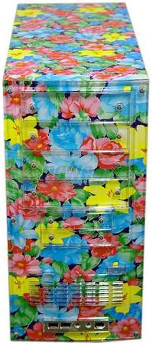 Alt view image 2 of 8 - APEVIA SF-401BK Floral Print 0.8mm Aluminum ATX Mid Tower Computer Case