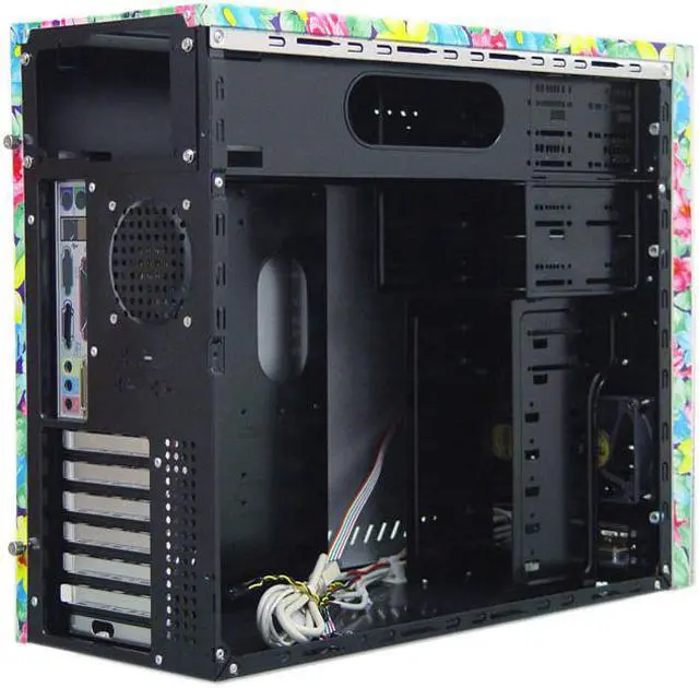 Alt view image 5 of 8 - APEVIA SF-401BK Floral Print 0.8mm Aluminum ATX Mid Tower Computer Case