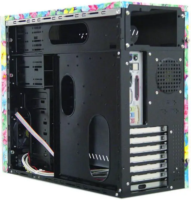 Alt view image 7 of 8 - APEVIA SF-401BK Floral Print 0.8mm Aluminum ATX Mid Tower Computer Case