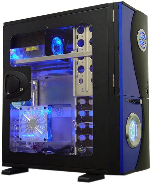 Alt view image 8 of 12 - APEVIA X-TELSTAR-BL Blue/ Black Steel ATX Full Tower Computer CaseNo Power Supply
