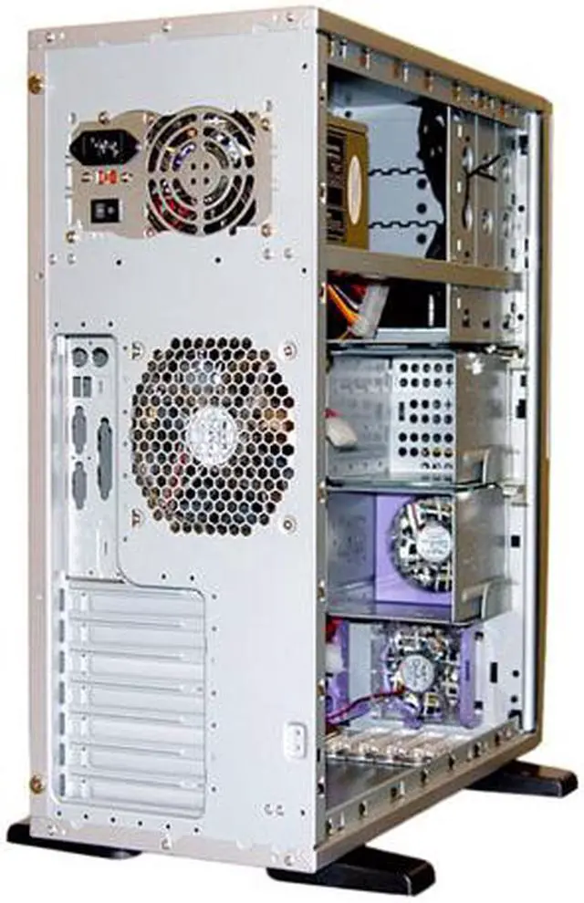 Alt view image 9 of 13 - APEVIA  MX-PIDER-AL/500 Silver Steel ATX Full Tower Computer Case ATX 500W Dual Fan W/ Automatic Fan Speed Control Power Supply