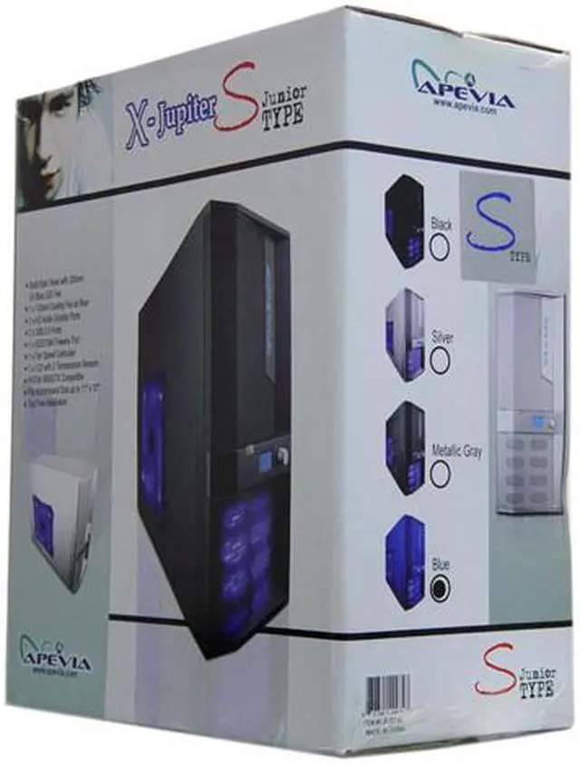 Alt view image 12 of 12 - APEVIA X-JUPITER-JR S-Type X-JPJST-BL Blue SECC Steel ATX Mid Tower Computer Case