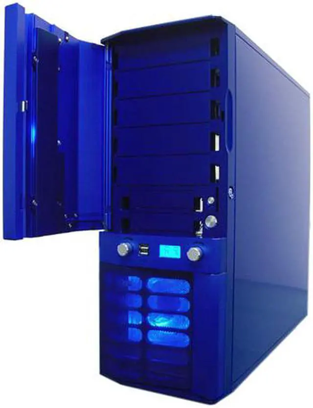 Alt view image 5 of 15 - APEVIA X-JUPITER G-Type X-JUPITERG-BL Blue Aluminum ATX Full Tower Computer Case