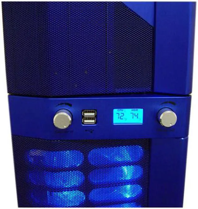 Alt view image 6 of 15 - APEVIA X-JUPITER G-Type X-JUPITERG-BL Blue Aluminum ATX Full Tower Computer Case